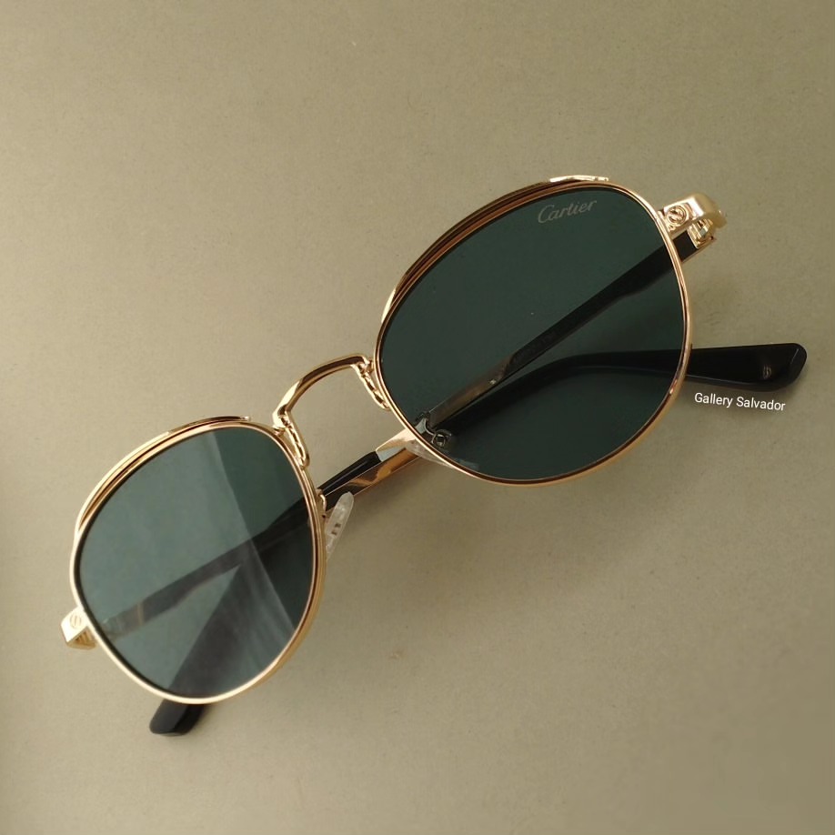 عینک آفتابی مردانه کارتیر (Cartier) مدل طلایی شیشه سبز یشمی